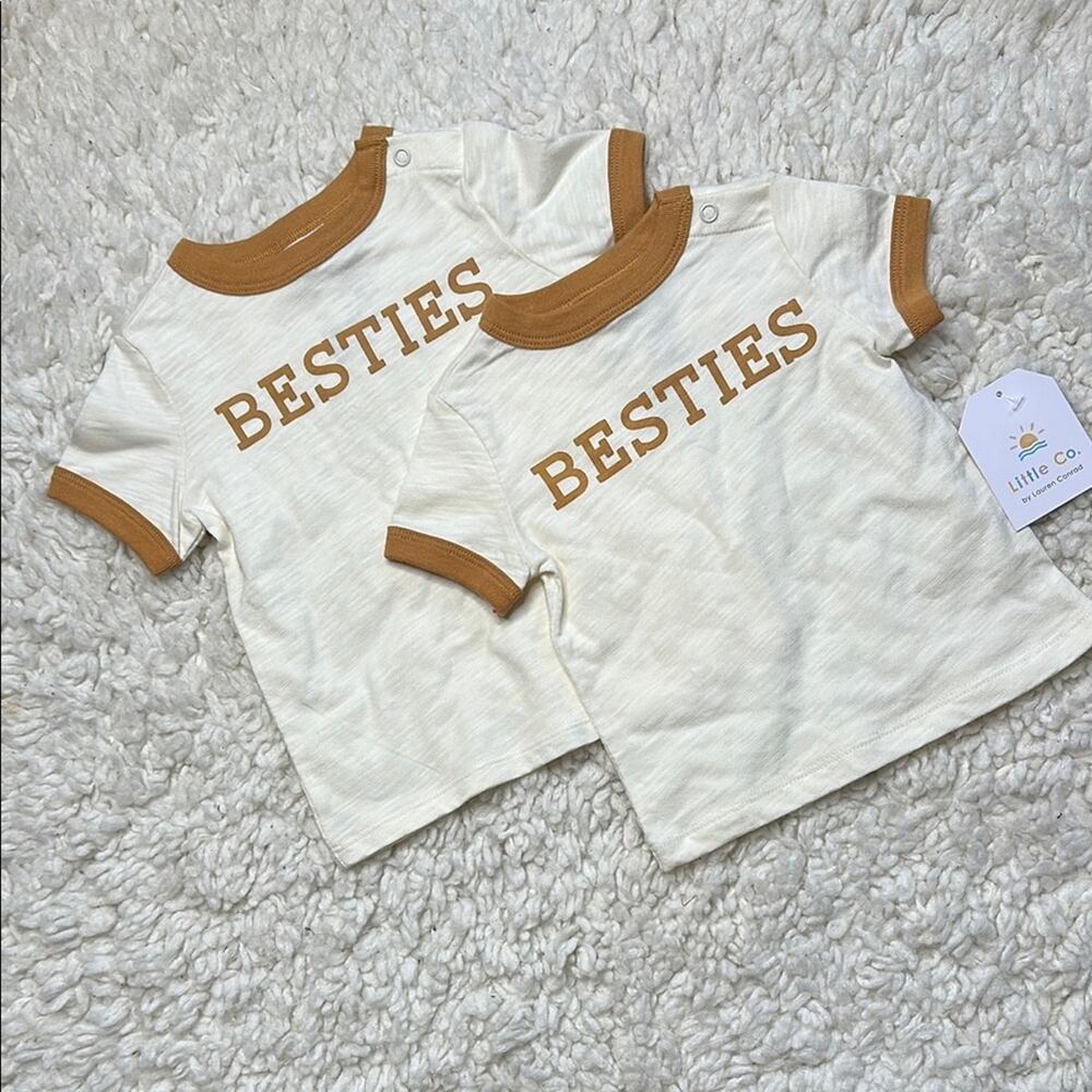 Little Co. Besties Baby T-Shirts Neutral TShirt Baby New Beige Graphic 01224